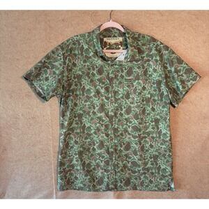 Warrior‎ Camo Shirt Men XL Green Multicam Tropic Pocket Button Down Short Sleeve